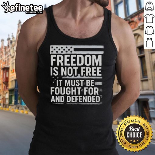 Original Freedom Is Not Free tank top featuring US flag, honoring Charlie Kirk's message on defending freedom.