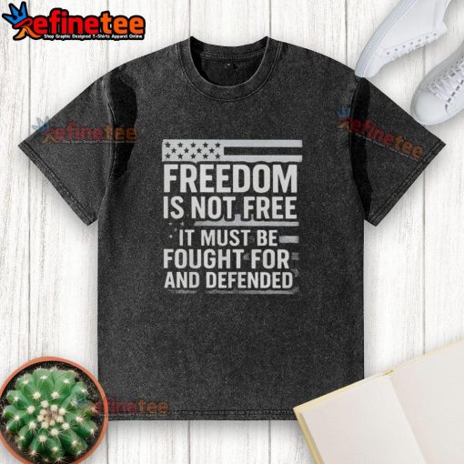 Original Freedom Is Not Free t-shirt featuring a patriotic US flag design, honoring Charlie Kirk's message of defense and vigilance.