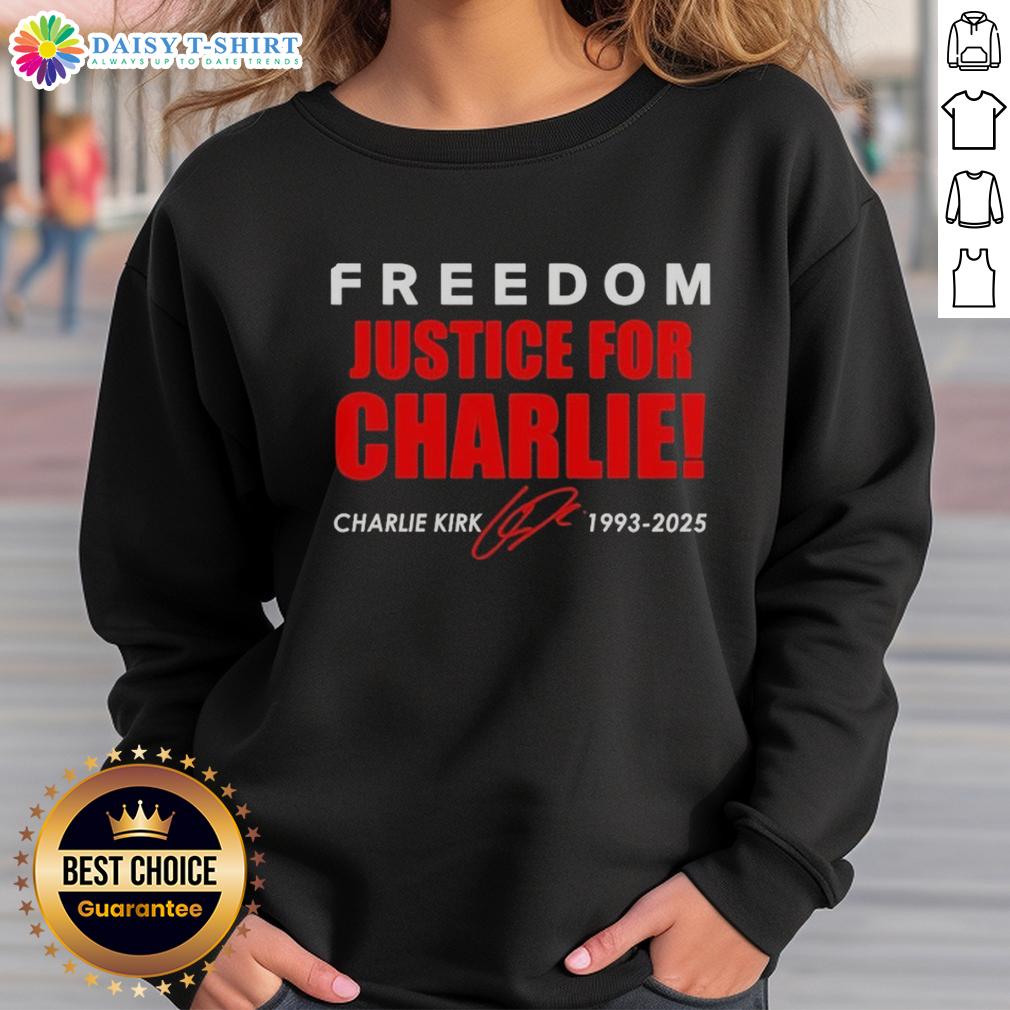 Original Freedom Justice For Charlie Kirk 1993-2025 Red Signature Tribute Sweatshirt Original Freedom Justice for Charlie Kirk 1993-2025 Red Signature Tribute Sweatshirt showcasing bold design and tribute details.