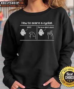 Original Horror Story: How to Scare a Cyclist sweatshirt featuring spooky design, perfect for Halloween and cycling enthusiasts.