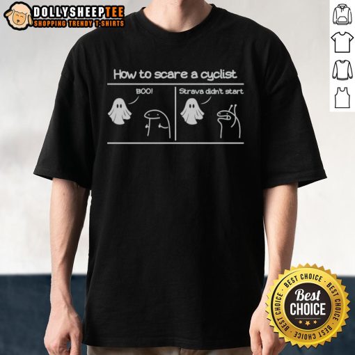 Original Horror Story T-shirt featuring 'How To Scare A Cyclist' design, perfect for fans of spooky cycling themes.
