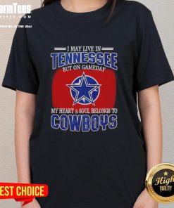 Original ladies tee for Dallas Cowboys fans, perfect for game day, showcasing pride for the team while living in Tennessee.
