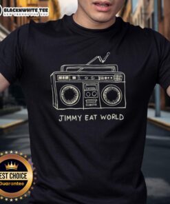 Alt Text: Original Jimmy Eat World Boombox T-Shirt featuring a retro boombox design, perfect for fans of the band.