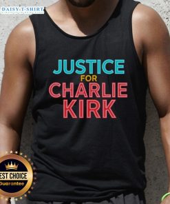 Original Justice for Charlie Kirk tribute tank top featuring bold text and patriotic design for supporters.