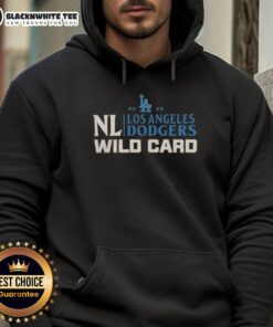 Original Los Angeles Dodgers 2025 National League Wild Card baseball hoodie in blue with team logo and stylish design.