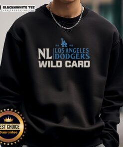 Original Los Angeles Dodgers 2025 National League Wild Card baseball sweatshirt featuring team logo and stylish design.