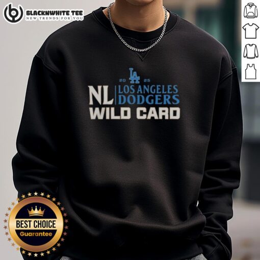 Original Los Angeles Dodgers 2025 National League Wild Card baseball sweatshirt featuring team logo and stylish design.