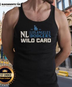 Alt Text: 2025 National League Wild Card baseball tank top featuring the original Los Angeles Dodgers logo design.