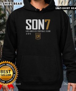Original Los Angeles FC Son Heung-Min 7 Player Elite Hoodie featuring team colors and logo.