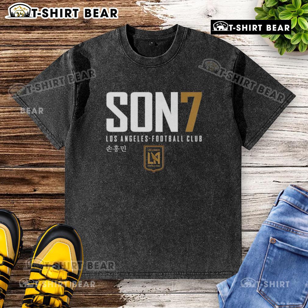 Original Los Angeles Fc Son Heung Min #7 Player Elite Washed T Shirt Original Los Angeles FC Son Heung-Min Player Elite Washed T-Shirt, showcasing a stylish design for soccer fans.
