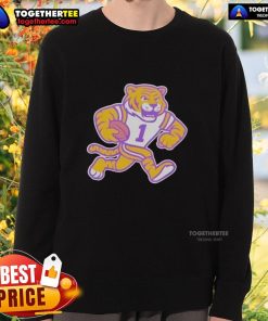 Alt Text: Original LSU Tigers mascot number 1 football sweatshirt featuring vibrant team colors and logo for fans.