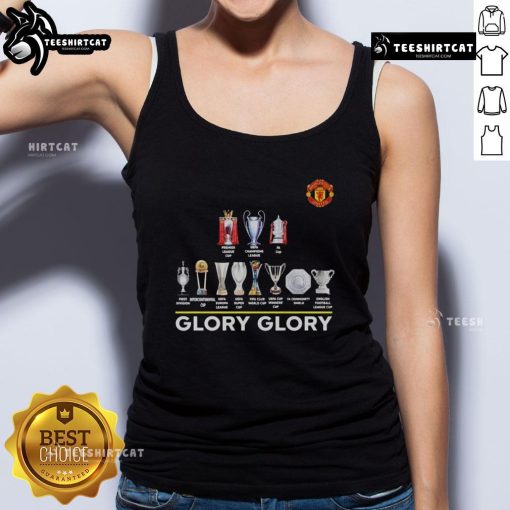 Original Manchester United Glory Glory Trophy tank top featuring iconic design for passionate fans and stylish supporters.