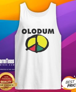 Original Michael Olodum Peace Symbol King of Pop Tank Top featuring vibrant colors and iconic design for music lovers.