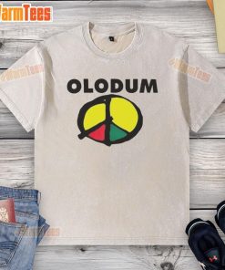 Alt Text: Original Michael Olodum Peace Symbol King of Pop washed t-shirt featuring vibrant colors and iconic design.