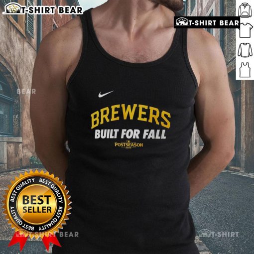 Original Milwaukee Brewers Nike logo tank top, designed for Fall 2025 MLB postseason, featuring team colors and stylish design.