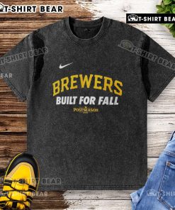 Alt Text: Original Milwaukee Brewers Nike logo washed t-shirt for Fall 2025 MLB postseason, featuring a stylish design.