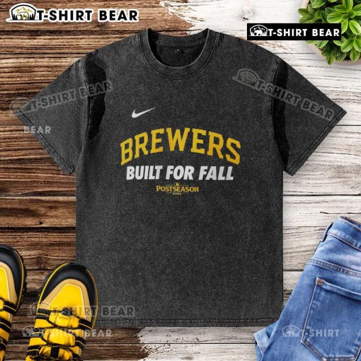 Alt Text: Original Milwaukee Brewers Nike logo washed t-shirt for Fall 2025 MLB postseason, featuring a stylish design.