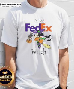 Alt Text: Original Minnie Mouse Trick or Treat Halloween T-Shirt featuring 'I'M FedEx Witch' design for festive fun.