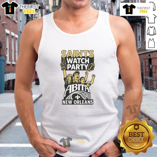 Original New Orleans Saints watch party with fans wearing Saints tank tops, enjoying football and Abita beer.
