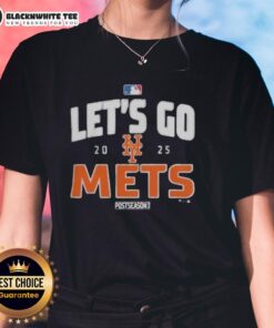 Original New York Mets Baseball 2025 postseason ladies tee featuring team colors and logo - Let's Go Mets!