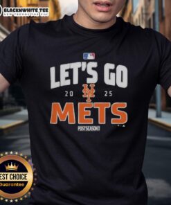 Alt Text: Original New York Mets 2025 postseason Let's Go Team T-shirt featuring team colors and logo for fans.