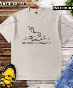 Alt Text: Original No Joke On Snake Logo Meme washed t-shirt featuring bold graphic design in soft fabric.