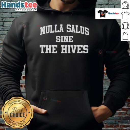 Alt Text: Original Nulla Salus Sine The Hives hoodie featuring bold graphics and a stylish design for music fans.