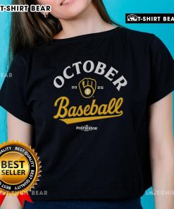 Original October Milwaukee Brewers 2025 MLB Postseason Ladies Tee showcasing team spirit and stylish design.