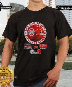 Original Ohio State Buckeyes and Cleveland Browns T-shirt featuring city skyline logo for game day style.
