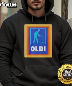 Original Oldi X Aldi parody logo hoodie featuring a playful design and vibrant colors, perfect for fashion enthusiasts.