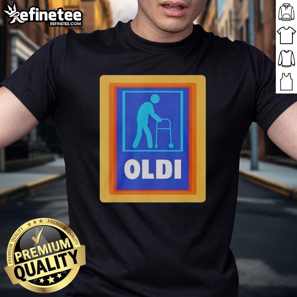 Original Oldi X Aldi Parody Logo T Shirt Original Oldi X Aldi Parody Logo T-Shirt featuring a humorous twist on the classic Aldi logo design.