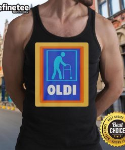 Original Oldi X Aldi parody logo tank top featuring a playful design, perfect for casual wear and humor lovers.