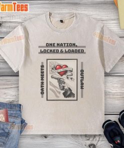 Original One Nation Locked and Loaded washed t-shirt featuring a bold graphic design, perfect for casual wear.