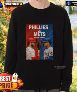 Original Philadelphia Phillies vs New York Mets MLB 4 Game Series sweatshirt featuring team logos and vibrant design.