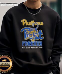 Original Pittsburgh Panthers mascot sweatshirt, featuring 'Forever, Not Just When We Win' slogan for football fans.