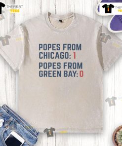 Original Popes rivalry washed t-shirt featuring Chicago and Green Bay designs, perfect for sports fans and collectors.