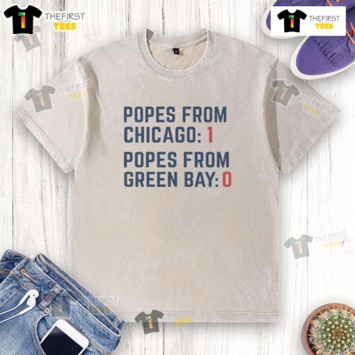 Original Popes rivalry washed t-shirt featuring Chicago and Green Bay designs, perfect for sports fans and collectors.