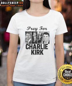 Original Pray For Charlie Kirk Tribute Support Ladies Tee featuring a stylish design promoting conservative values.