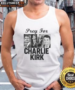 Original Pray For Charlie Kirk tribute tank top, featuring bold graphics and a supportive message for Charlie Kirk supporters.