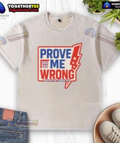 Alt Text: Original Prove Me Wrong Justice for Charlie Kirk washed t-shirt showcasing bold text on a casual style tee.
