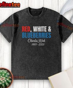 Original Red White And Blueberries Charlie Kirk 1993-2025 Washed T-Shirt featuring vibrant patriotic colors and casual style.
