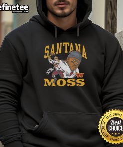 Alt Text: Original Santana Moss Washington Commanders hoodie featuring classic signature design for retired player memorabilia.