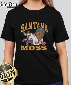 Alt Text: Original Santana Moss Washington Commanders ladies tee featuring classic signature design for fans and collectors.