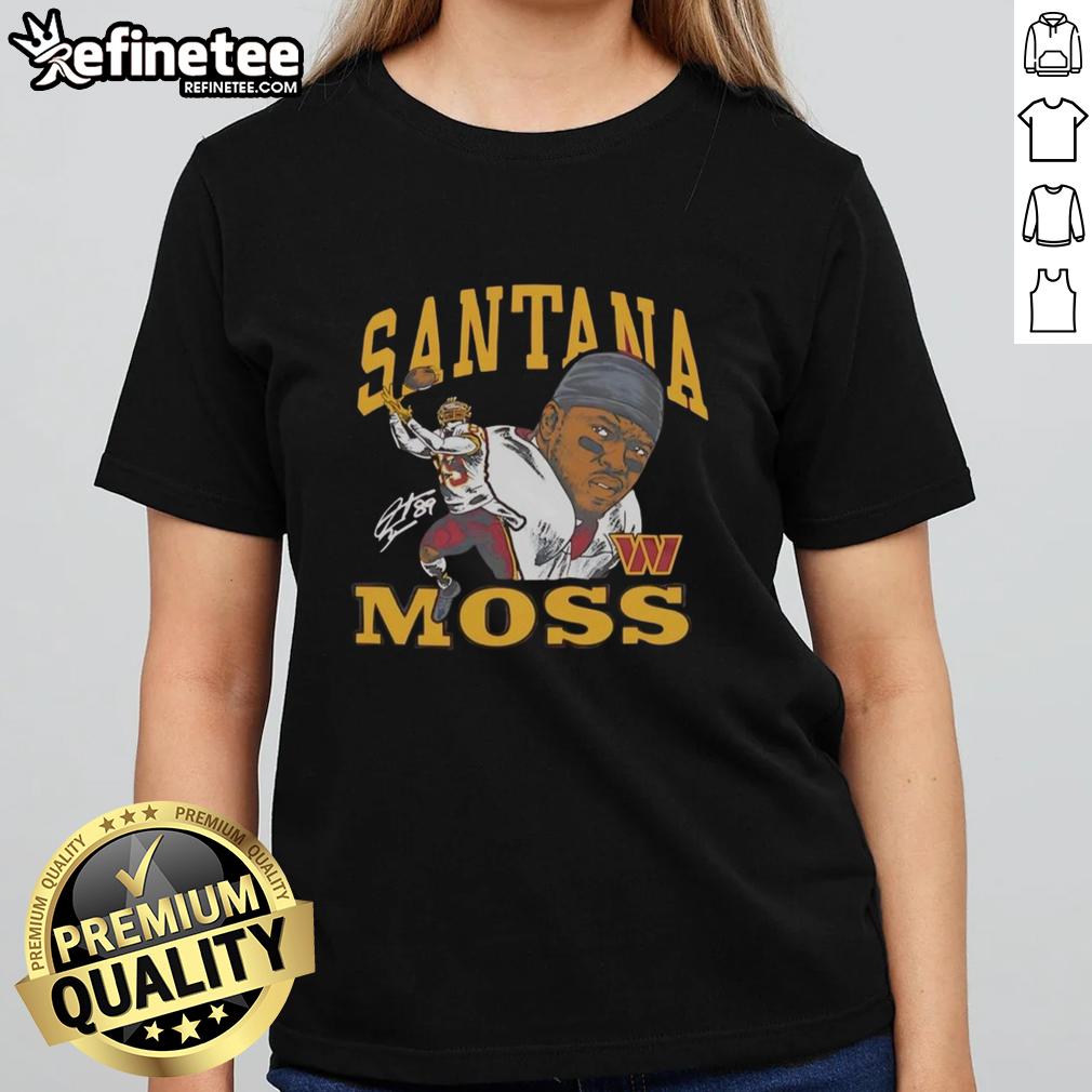 Original Santana Moss Washington Commanders Homage Retired Player Classic Signature Ladies-Tee Alt Text: Original Santana Moss Washington Commanders ladies tee featuring classic signature design for fans and collectors.