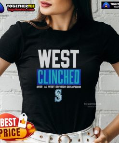 Alt Text: Original Seattle Mariners Playoffs Clinched AL West Division Champions 2025 Ladies Tee showcasing team pride.