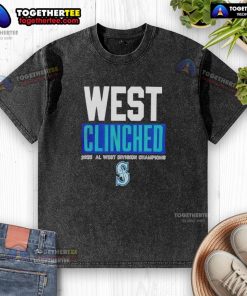 Original Seattle Mariners Playoffs Clinched AL West Division Champions 2025 Washed T-Shirt in vibrant colors.