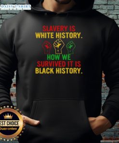 Original Slavery is White History hoodie showcasing powerful message on survival and resilience in Black history.
