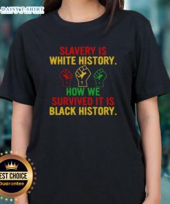 Original Slavery is White History Ladies Tee showcasing resilience, celebrating Black history and survival against oppression.
