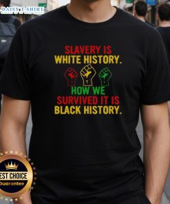 Original Slavery Is White History T-Shirt showcasing Black resilience and survival in a powerful design.