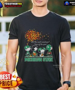 Original Snoopy and Friends Michigan State Autumn T-Shirt celebrating 'It's The Most Wonderful Time Of The Year' design.